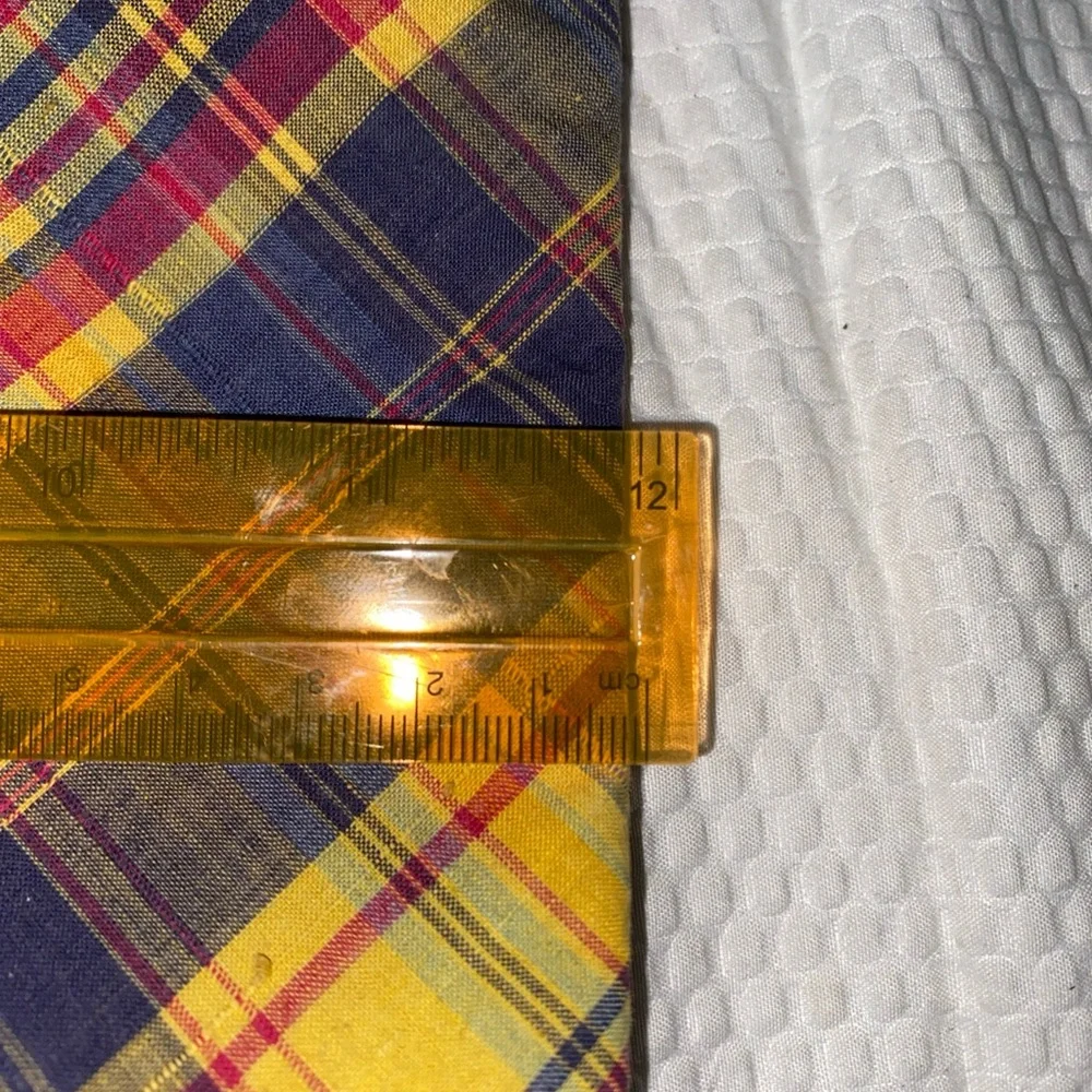 Vintage Granny Core purse/tote Yellow and blue plaid With Wooden Handle - Picture 6 of 7